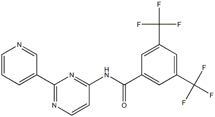 N-[2-(3-pyridinyl)-4-pyrimidinyl]-3,5-bis(trifluoromethyl)benzenecarboxamide 구조식 이미지