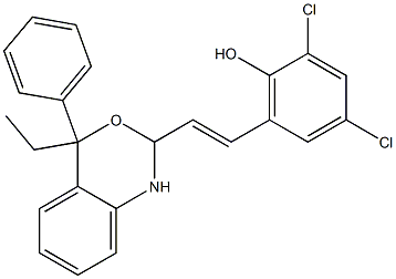 2,4-dichloro-6-[2-(4-ethyl-4-phenyl-1,4-dihydro-2H-3,1-benzoxazin-2-yl)vinyl]phenol 구조식 이미지