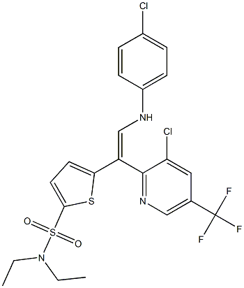 5-{2-(4-chloroanilino)-1-[3-chloro-5-(trifluoromethyl)-2-pyridinyl]vinyl}-N,N-diethyl-2-thiophenesulfonamide 구조식 이미지