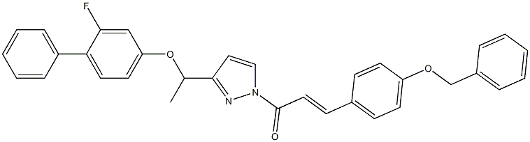 (E)-3-[4-(benzyloxy)phenyl]-1-(3-{1-[(2-fluoro[1,1'-biphenyl]-4-yl)oxy]ethyl}-1H-pyrazol-1-yl)-2-propen-1-one Structure