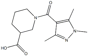 1-[(1,3,5-trimethyl-1H-pyrazol-4-yl)carbonyl]piperidine-3-carboxylic acid Structure