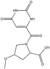 1-[(2,6-dioxo-1,2,3,6-tetrahydropyrimidin-4-yl)carbonyl]-4-methoxypyrrolidine-2-carboxylic acid 구조식 이미지