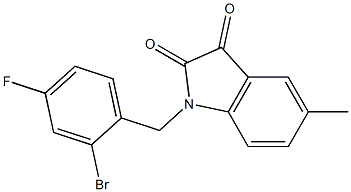 1-[(2-bromo-4-fluorophenyl)methyl]-5-methyl-2,3-dihydro-1H-indole-2,3-dione 구조식 이미지