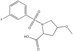 1-[(3-fluorobenzene)sulfonyl]-4-methoxypyrrolidine-2-carboxylic acid Structure