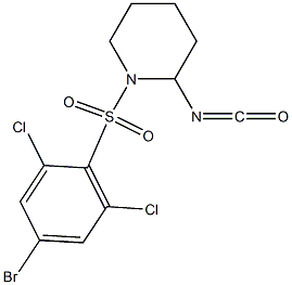 1-[(4-bromo-2,6-dichlorobenzene)sulfonyl]-2-isocyanatopiperidine 구조식 이미지