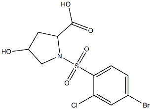 1-[(4-bromo-2-chlorobenzene)sulfonyl]-4-hydroxypyrrolidine-2-carboxylic acid Structure