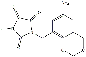 1-[(6-amino-2,4-dihydro-1,3-benzodioxin-8-yl)methyl]-3-methylimidazolidine-2,4,5-trione 구조식 이미지