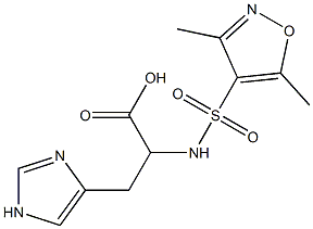 2-[(3,5-dimethyl-1,2-oxazole-4-)sulfonamido]-3-(1H-imidazol-4-yl)propanoic acid 구조식 이미지