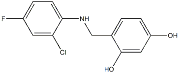 4-{[(2-chloro-4-fluorophenyl)amino]methyl}benzene-1,3-diol 구조식 이미지