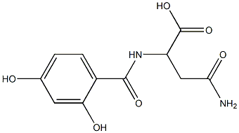 4-amino-2-[(2,4-dihydroxybenzoyl)amino]-4-oxobutanoic acid 구조식 이미지