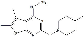 4-hydrazino-5,6-dimethyl-2-[(4-methylpiperidin-1-yl)methyl]thieno[2,3-d]pyrimidine 구조식 이미지