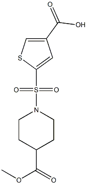 5-{[4-(methoxycarbonyl)piperidine-1-]sulfonyl}thiophene-3-carboxylic acid Structure