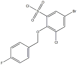 5-bromo-3-chloro-2-[(4-fluorophenyl)methoxy]benzene-1-sulfonyl chloride 구조식 이미지