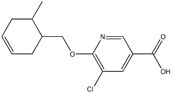 5-chloro-6-[(6-methylcyclohex-3-en-1-yl)methoxy]pyridine-3-carboxylic acid 구조식 이미지