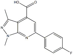 6-(4-fluorophenyl)-1,3-dimethyl-1H-pyrazolo[3,4-b]pyridine-4-carboxylic acid 구조식 이미지