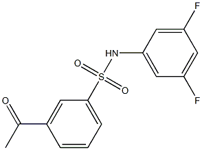 N-(3,5-difluorophenyl)-3-acetylbenzene-1-sulfonamide 구조식 이미지