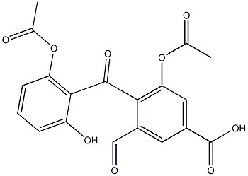 3-Formyl-5-acetoxy-4-(6-acetoxy-2-hydroxybenzoyl)benzoic acid 구조식 이미지