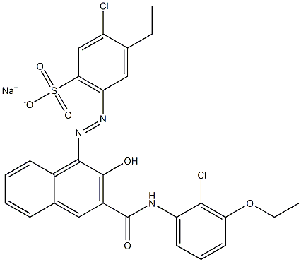 3-Chloro-4-ethyl-6-[[3-[[(2-chloro-3-ethoxyphenyl)amino]carbonyl]-2-hydroxy-1-naphtyl]azo]benzenesulfonic acid sodium salt Structure