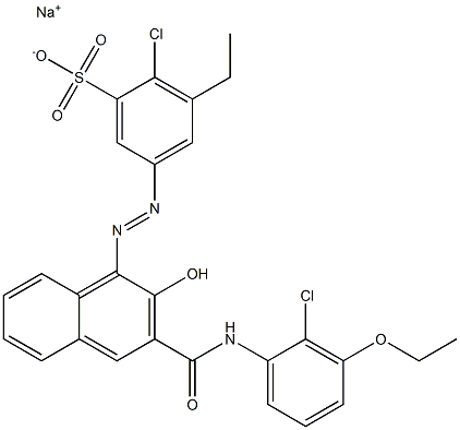 2-Chloro-3-ethyl-5-[[3-[[(2-chloro-3-ethoxyphenyl)amino]carbonyl]-2-hydroxy-1-naphtyl]azo]benzenesulfonic acid sodium salt Structure