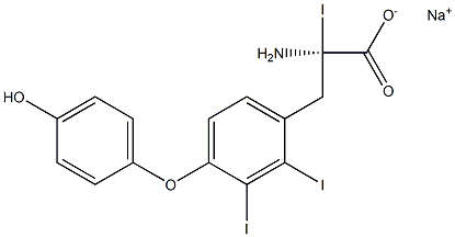 (R)-2-Amino-3-[4-(4-hydroxyphenoxy)-2,3-diiodophenyl]-2-iodopropanoic acid sodium salt 구조식 이미지