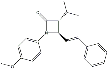 (3R,4R)-3-Isopropyl-1-(4-methoxyphenyl)-4-styrylazetidin-2-one 구조식 이미지