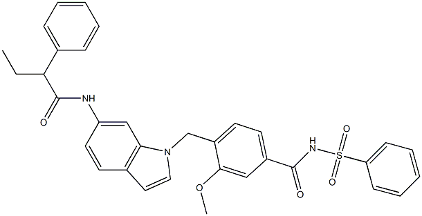 4-[6-(2-Phenylbutyrylamino)-1H-indol-1-ylmethyl]-3-methoxy-N-phenylsulfonylbenzamide Structure