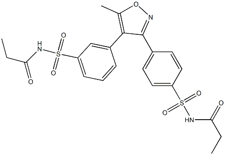 N-((3-(5-methyl-3-(4-(N-propionylsulfamoyl)phenyl)isoxazol-4-yl)phenyl)sulfonyl)propionamide 구조식 이미지