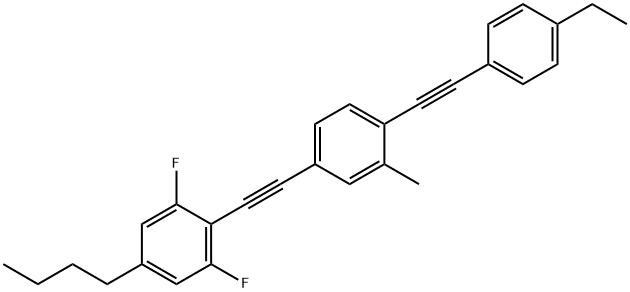 5-Butyl-2-[4-(4-ethyl-phenylethynyl)-3-methyl-phenylethynyl]-1,3-difluoro-benzene Structure