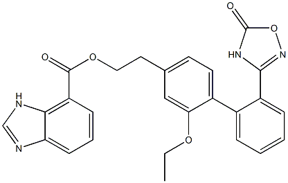 2-Ethoxy-1-((2'-(5-oxo-4,5-dihydro-1,2,4-oxadiazol-3-yl)biphenyl-4-yl)methyl)- Methyl 1H-benzimidazole-7-carboxylate 구조식 이미지