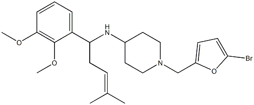 1-((5-bromofuran-2-yl)methyl)-N-(1-(2,3-dimethoxyphenyl)-4-methylpent-3-en-1-yl)piperidin-4-amine Structure