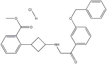 ((1s,3s)-3-((2-(3-(benzyloxy)phenyl)-2-oxoethyl)amino)cyclobutyl)methyl benzoate hydrochloride Structure