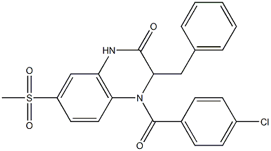 3-BENZYL-4-(4-CHLOROBENZOYL)-7-(METHYLSULFONYL)-3,4-DIHYDROQUINOXALIN-2(1H)-ONE 구조식 이미지