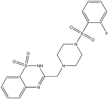 3-((4-[(2-FLUOROPHENYL)SULFONYL]PIPERAZIN-1-YL)METHYL)-2H-1,2,4-BENZOTHIADIAZINE 1,1-DIOXIDE 구조식 이미지