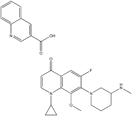 1-cyclopropyl-6-fluoro-1,4-dihydro-8-methoxy-7-(3-methylaminopiperidin-1-yl)-4-oxo-quinoline-3-quinoline carboxylic acid 구조식 이미지