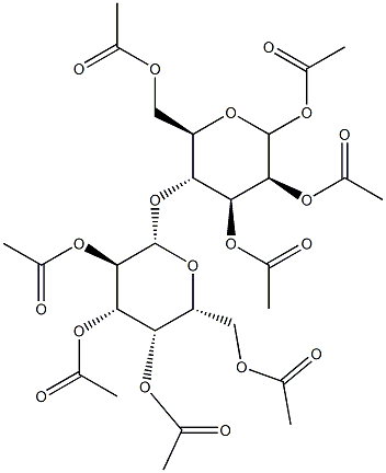 1,2,3,6-Tetra-O-acetyl-4-O-(2,3,4,6-tetra-O-acetyl-b-D-galactopyranosyl)-D-mannopyranose 구조식 이미지