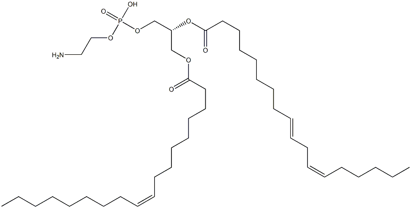 2-aminoethoxy-[(2R)-2-[(9Z,12Z)-octadeca-9,12-dienoyl]oxy-3-[(Z)-octadec-9-enoyl]oxy-propoxy]phosphinic acid Structure
