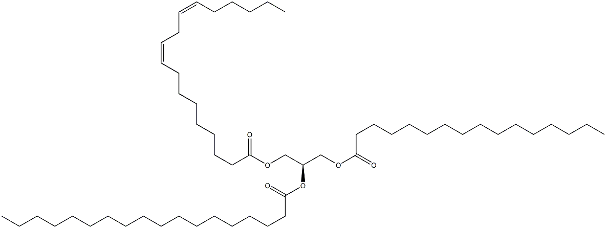 1-hexadecanoyl-2-octadecanoyl-3-(9Z,12Z-octadecadienoyl)-sn-glycerol 구조식 이미지