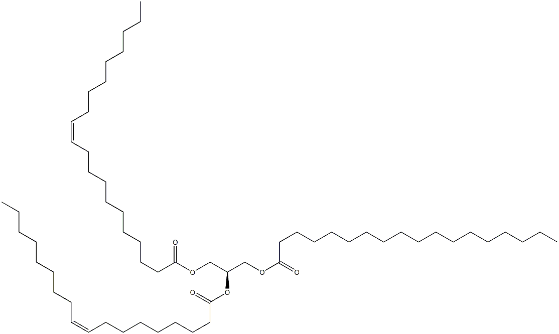 1-octadecanoyl-2-(9Z-octadecenoyl)-3-(11Z-eicosenoyl)-sn-glycerol Structure