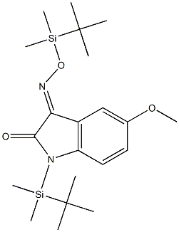 1H-Indole-2,3-dione, 1-(tert-butyldimethylsilyl)-5-methoxy-, 3-[O-(ter t-butyldimethylsilyl)oxime] 구조식 이미지