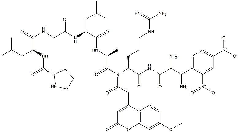 7-methoxycoumarin-4-yl-acetyl-prolyl-leucyl-glycyl-leucyl-(3-(2,4-dinitrophenyl)-2,3-diaminopropanoyl)-alanyl-argininamide Structure