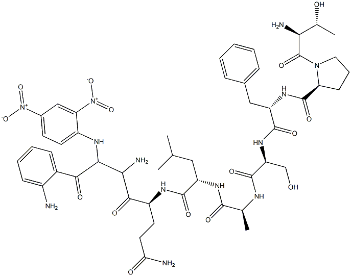 2-aminobenzoyl-threonyl-prolyl-phenylalanyl-seryl-alanyl-leucyl-glutaminyl-N-(2,4-dinitrophenyl)ethylenediamine 구조식 이미지