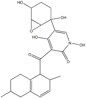 5-(2,3-epoxy-1,4-dihydroxycyclohexan-1-yl)-1,4-dihydroxy-3-((1,2,5,6,7,8-hexahydro-2,6-dimethylnaphthalen-1-yl)carbonyl)-2-pyridinone Structure