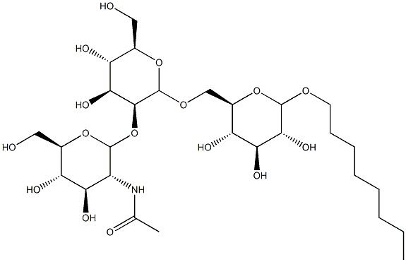 octyl 6-O-(2-O-(2-acetamido-2-deoxyglucopyranosyl)-5a-carbamannopyranosyl)glucopyranoside 구조식 이미지