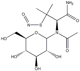 N-glucopyranosyl-N2-acetyl-S-nitrosopenicillaminamide Structure