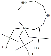 N',N',N'-tris(2-methyl-2-mercaptopropyl)-1,4,7-triazacyclononane 구조식 이미지