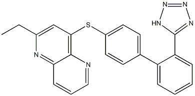 2-ethyl-4-((2'-(1H-tetrazol-5-yl)-4-biphenylyl)thio)-1,5-naphthyridine Structure