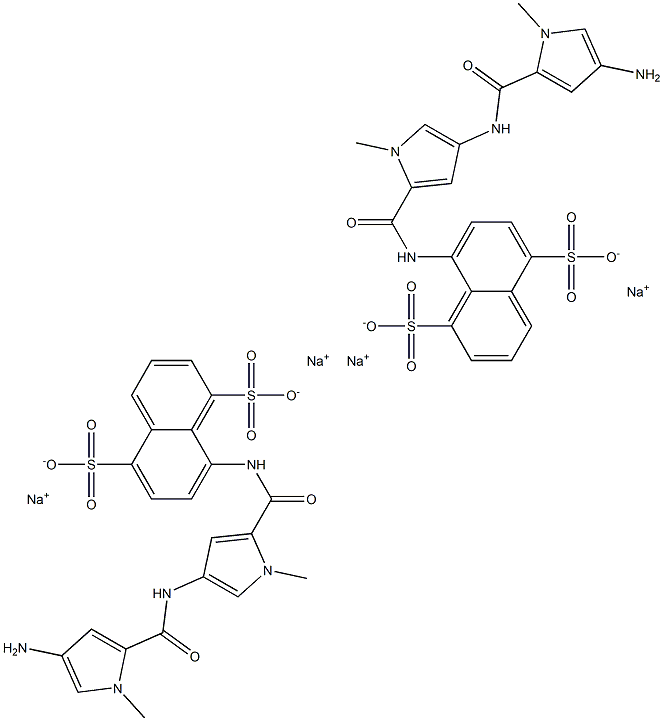 bis(8(4-(4-amino-1-methyl-1H-pyrrole-2-carbonylamino)-1-methyl-1H-pyrrole-2-carbonylamino)naphthalene-1,5-disulfonic acid) tetrasodium salt 구조식 이미지