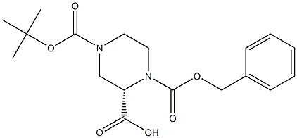 (S)-1,2,4-Piperazinetricarboxylic acid, 4-(1,1-dimethylethyl) 1-(phenylmethyl) ester 구조식 이미지