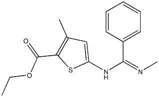 ETHYL 3-METHYL-5-{[(METHYLIMINO)(PHENYL)METHYL]AMINO}THIOPHENE-2-CARBOXYLATE Structure