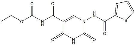 ethyl N-({2,4-dioxo-1-[(2-thienylcarbonyl)amino]-1,2,3,4-tetrahydro-5-pyrimidinyl}carbonyl)carbamate Structure